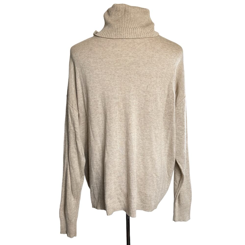 Z Supply Agnes Soft Turtleneck Oversized Pullover Sweater Light Cream Tan Medium - Picture 3 of 16